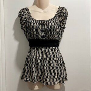Max Studio Vintage Mesh Babydoll Y2K Coquette Fairy Stretch Blouse Top SP